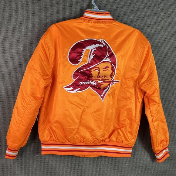 Tampa Bay Buccaneers NFL Ultra Game Mens Size Large Orange Satin Bomber Jacket - Picture 2 of 9